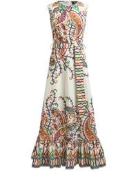 Etro - Long Cotton Dress With Floral Paisley Print - Lyst