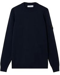 Stone Island - 5100072 Lambswool Regular-Fit Crewneck Jumper With Ribbed Trims - Lyst