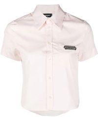 DSquared² - Cropped Logo-Patch Shirt - Lyst
