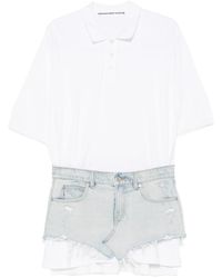 Alexander Wang - Layered Denim-Panel Mini Dress - Lyst