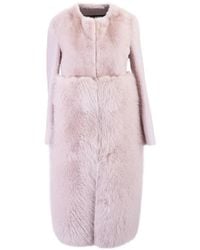 Blancha - Panelled Fur-Trim Coat - Lyst
