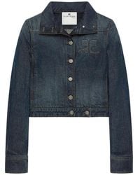 Courreges - Reedition Denim Jack Met Geborduurd Logo - Lyst