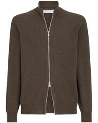 Brunello Cucinelli - Cashmere High-Neck Cardigan With Zipper - Lyst