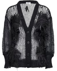 The Attico - Feather-Embellishment V-Neck Cardigan - Lyst