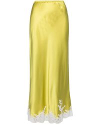 Carine Gilson - Lace-trim Silk Skirt - Lyst