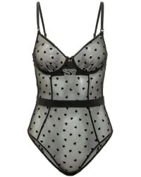 Fiorucci - Flocked-Hearts Mesh Bodysuit - Lyst