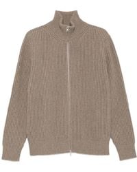 MM6 by Maison Margiela - Ribbed-Knit Zip-Up Sweater - Lyst