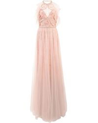 Marchesa notte Embroidered Halterneck Top Dress - Roze