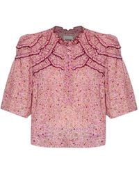 Isabel Marant - Gerüschtes Carmen Oberteil mit Paisley-Print - Lyst
