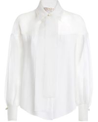 Genny - Camisa Con Lazo En El Cuello Y Panel Translúcido - Lyst