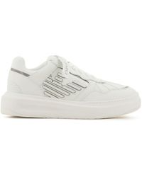 Emporio Armani - Logo-embossed Leather Sneakers - Lyst