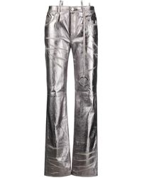 The Attico - Distressed Straight-leg Leather Trousers - Lyst