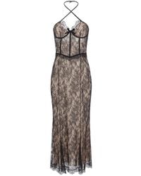 Alessandra Rich - Maxi Chantilly Lace-Overlay Halterneck Dress - Lyst