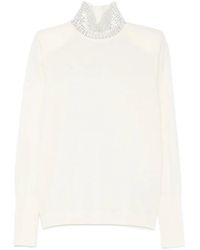 Circus Hotel - Crystal-Embellished Padded-Shoulder Sweater - Lyst