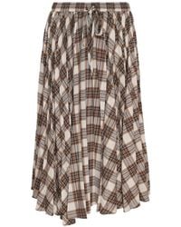 Lee Mathews - Rowan Check-Print Drawstring Midi Skirt - Lyst
