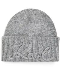 KARL LAGERFELD - Bonnet Côtelé À Logo Brodé K/Signature - Lyst