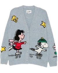 MC2 Saint Barth - Cardigan Chiné En Maille Intarsia Peanuts - Lyst