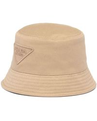 Prada - Triangle Logo Fringe Bucket Hat - Lyst