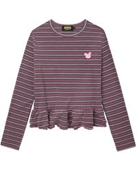 Mini Cream - Striped Ruffled T-Shirt - Lyst