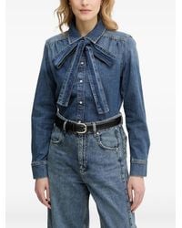 Ouí - Camicia Denim Con Fiocco - Lyst