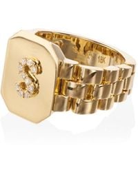 SHAY - Metallic Initial 18kt Gold Diamond Signet Ring - Lyst