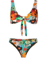 Amir Slama - Floral-Print Tie-Fastened Bikini - Lyst