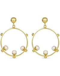 Ottoman Hands - Pearl Aristea Embellished Hoop Earrings - Lyst