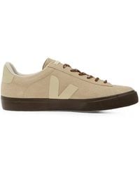 Veja - Campo Textured-Suede Almond-Pierre Sneakers - Lyst