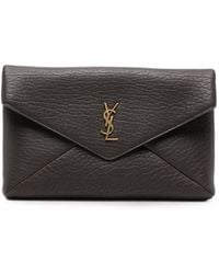 Saint Laurent - Cassandre Grained-Leather Clutch Bag - Lyst