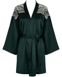 Aubade - Midnight Whisper Lace-Panel Dressing Gown - Lyst