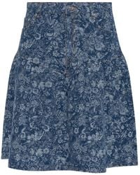 Ganni - Floral-Print Flared Skirt - Lyst