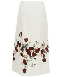 KHAITE - Floral-Print Midi Skirt - Lyst