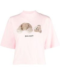 Palm Angels - Bear-print Cropped T-shirt - Lyst