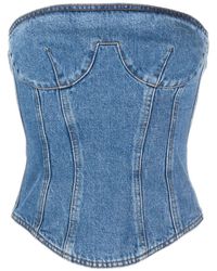 Magda Butrym - Strapless Denim Corset Top - Lyst