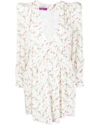 Philosophy Di Lorenzo Serafini - Floral-Print Flared Silk Dress - Lyst
