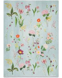 Oscar de la Renta - Botanical-Print Frayed Scarf - Lyst