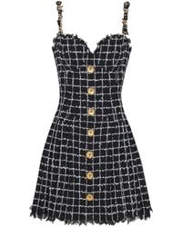 Balmain - Tweed Dress With Chain - Lyst