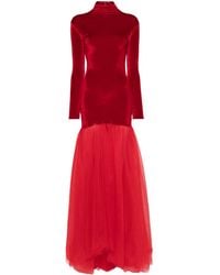 Atu Body Couture - Tulle-Detail Velvet Gown - Lyst