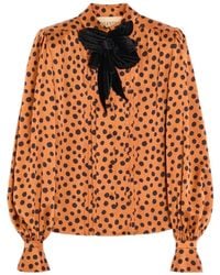 Valentino Garavani - Crepe Satin Shirt With Plus De Pois Dalmata Print - Lyst