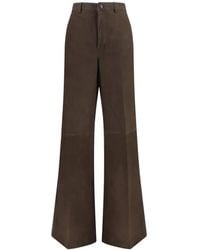 Rick Owens - Wide-Leg Panelled Suede Trousers - Lyst