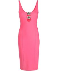 Blumarine - Rose-brooch-detail Sleeveless Dress - Lyst