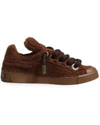 Dolce & Gabbana - Faux-Shearling Low-Top Sneakers - Lyst