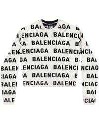 Balenciaga - Intarsia-logo Crew-neck Jumper - Lyst