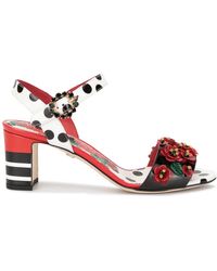 Dolce & Gabbana Sandales à appliqués fleurs - Rouge