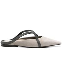 Brunello Cucinelli - Pointed Slip On Mule Flats - Lyst
