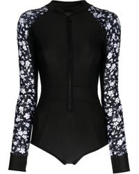 Duskii - Floral-Print Zip-Up Swimsuit - Lyst