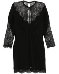 The Attico - Lace-Trimmed Long-Sleeve Mini Dress - Lyst