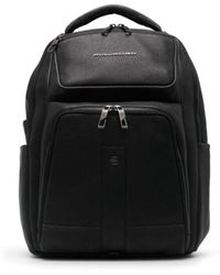 Piquadro - Logo-plaque Leather Laptop Backpack - Lyst