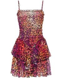 Just Cavalli - Layered Leopard-print Mini Dress - Lyst