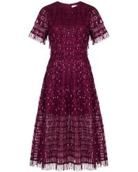 POST MERIDIEM - Sequin-Embellished Fringed Midi Dress - Lyst